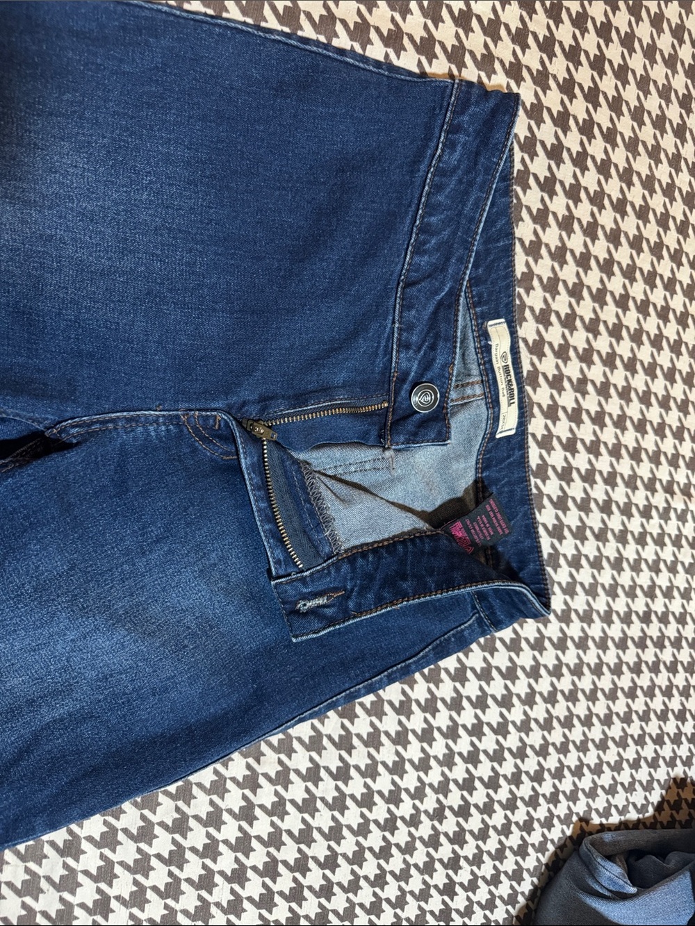Dark Blue Flare Jeans with Mountain Panel Detail - Picture 3 of 9